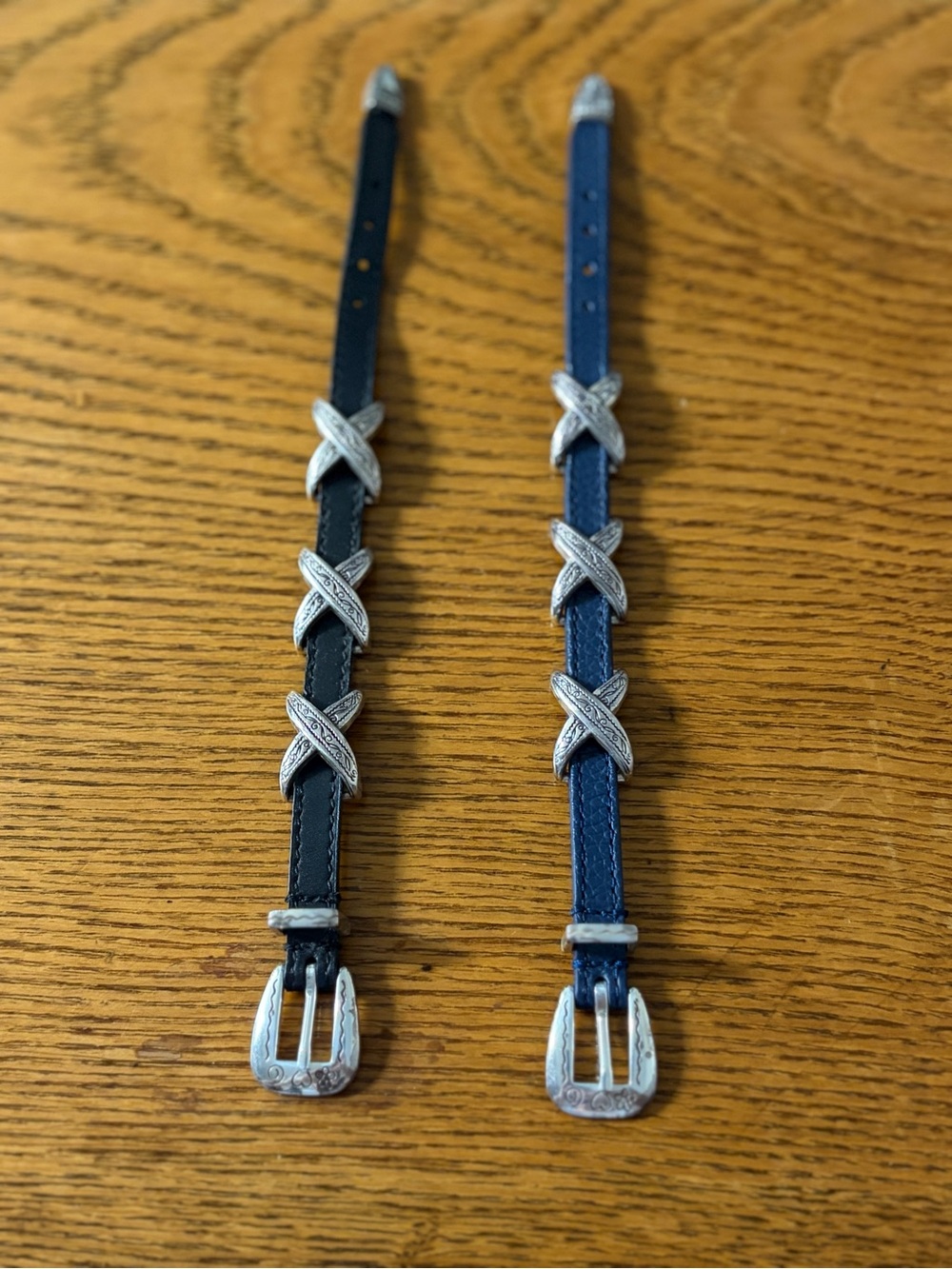 Brighton Kriss Kross Blue and Black Bandit Leather Bracelets. Navy and Black